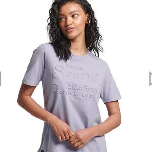 NEW Superdry Premium Goods Embossed Logo Graphic Tee T-shirt US 4